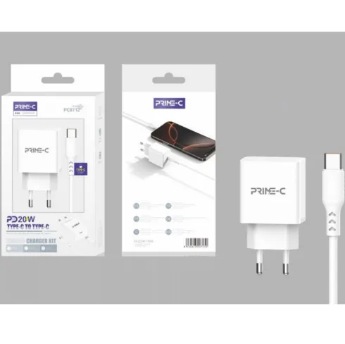 Cargador Rápido PD 3.0 Con Cable USB-C a USB-C 1M 20W Blanco