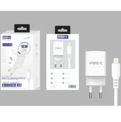 Cargador Rápido QC 3.0 Con Cable USB-A a Lightning 1M 18W Blanco