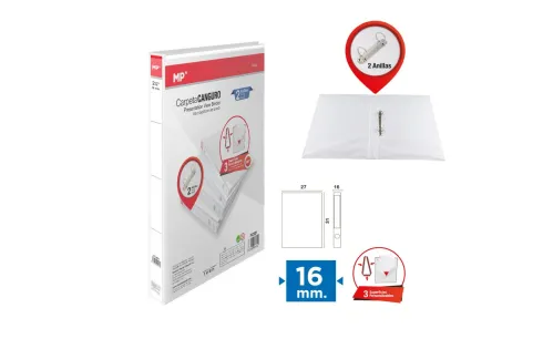 Carpeta Canguro Blanca 2 Anillas 16MM