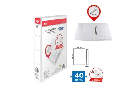 Carpeta Canguro Blanca 2 Anillas 40MM