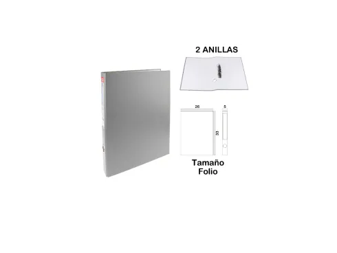 Carpeta Folio 2 Anillas Gris