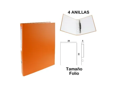 Carpeta Folio 4 Anillas Naranja