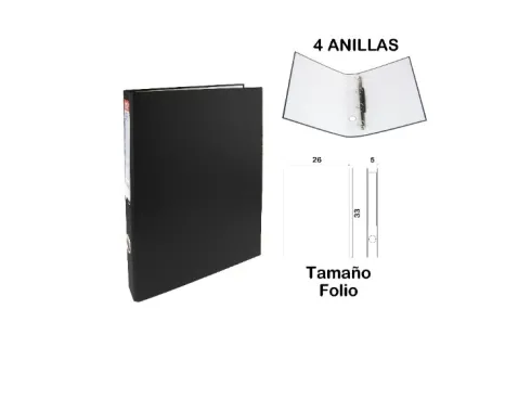 Carpeta Folio 4 Anillas Negro
