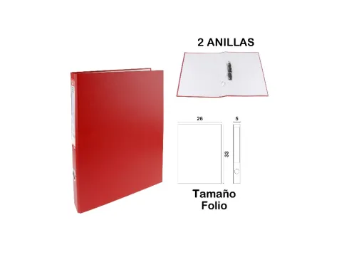 Carpeta Folio 2 Anillas Rojo