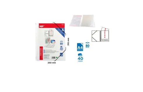 Carpeta 40 Fundas A4 C/Espiral Transparente