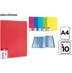 Carpeta 10 Fundas A4 Color Brillante