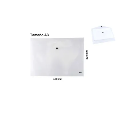 Carpeta Sobre C/Botón A3 Transparente