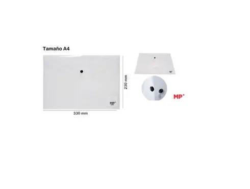 Carpeta Sobre C/Botón A4 Transparente Horizontal