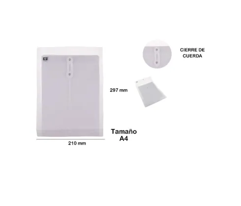 Carpeta Sobre C/Cuerda A4 Transparente