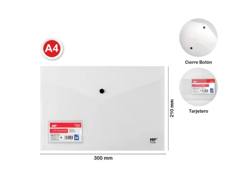 Carpeta Sobre C/Tarjetero A4 Transparente