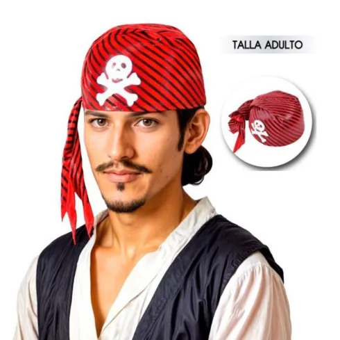 Casquete Pirata Rayas Rojo/Negro