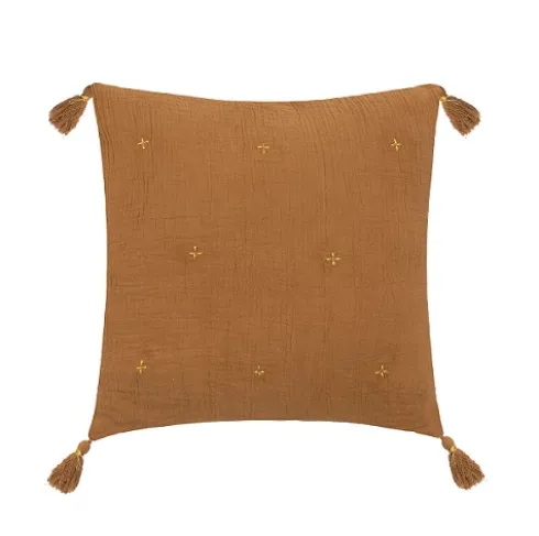 Cojín Bordado Dorado Gasa Canela 40x40cm