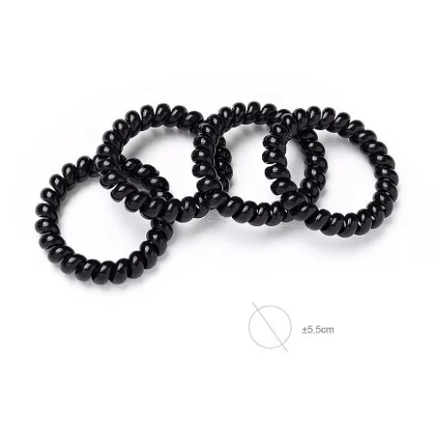 Coletero Goma Espiral Negro Brillo 4pcs