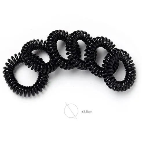 Coletero Goma Espiral Negro Brillo 6pcs