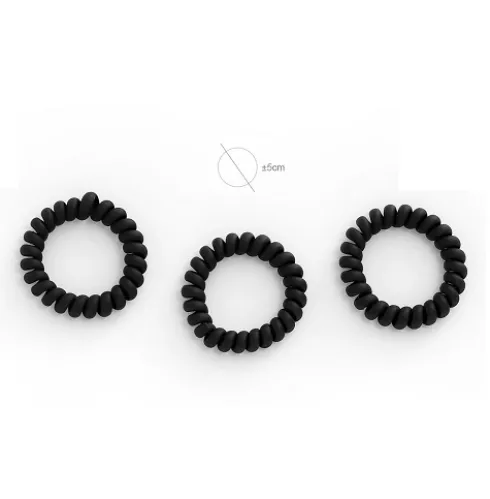 Coletero Goma Espiral Negro Mate 3pcs