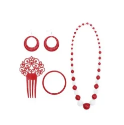 Conjunto Flamenca Topo 4pcs Rojo/Blanco