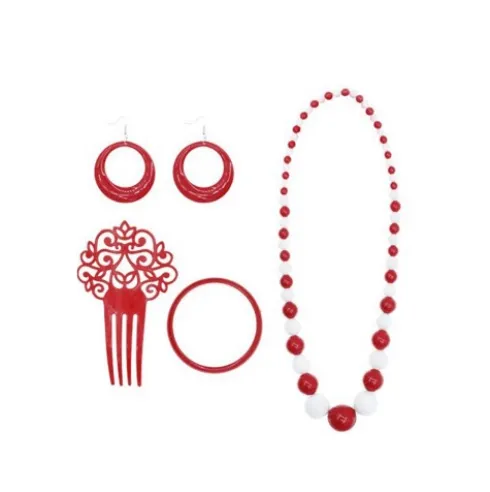 Conjunto Flamenca Topo 4pcs Rojo/Blanco