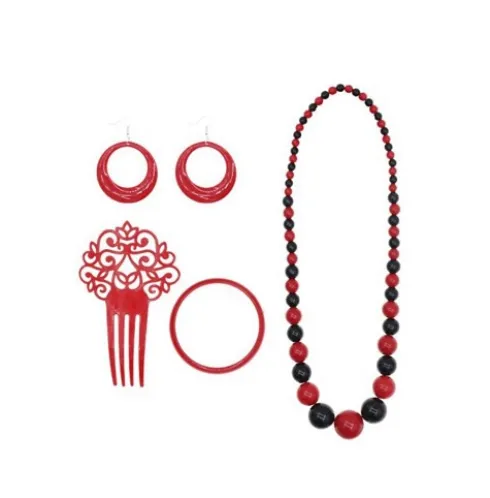 Conjunto Flamenca Topo 4pcs Rojo/Negro