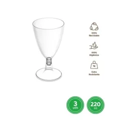 Copa Agua/Vino Reutilizable Transparente 220cc