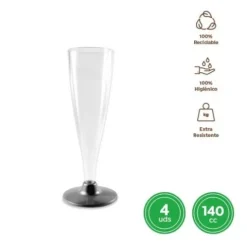 Copa Cava Flauta Reutilizable Plata 140cc