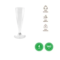 Copa Cava Flauta Reutilizable Transparente 140cc