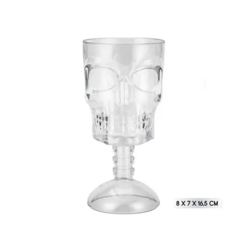 Copa Plástico Skull Transparente