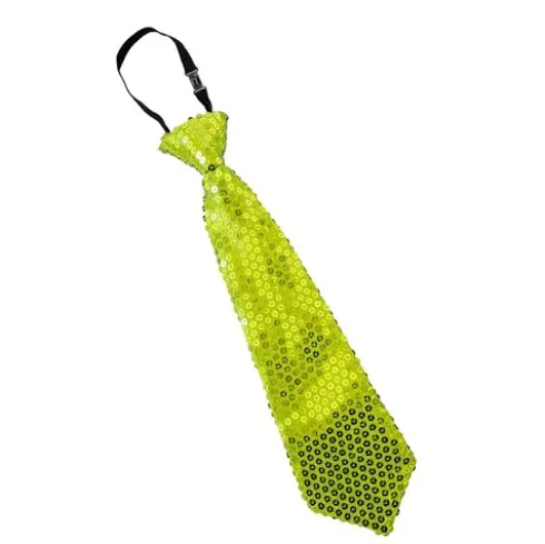 Corbata Lentejuelas Amarillo Fluor