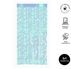 Cortina Circulos Light Blue Iridiscente