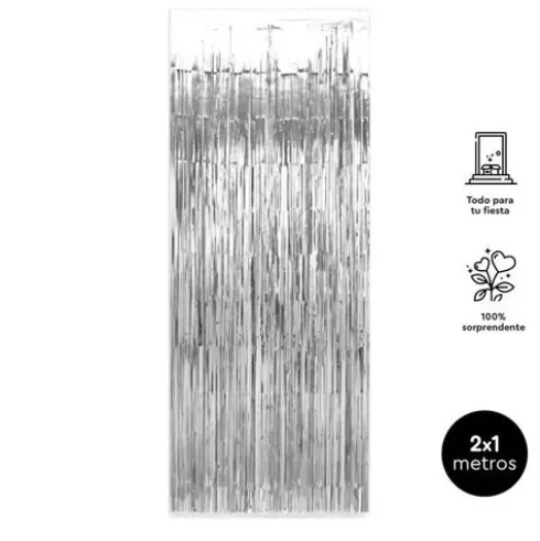 Cortina Decorativa Metalizada Plata