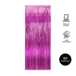 Cortina Decorativa Metalizada Rosa
