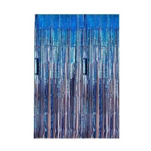 Cortina de Flecos Metalizada Azul Oscuro