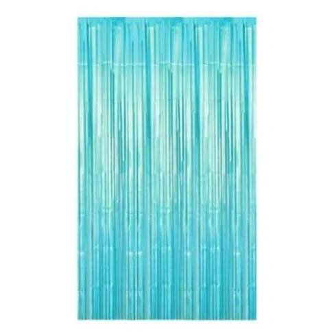 Cortina de Flecos Metalizada Azul Turq