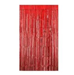 Cortina de Flecos Metalizada Rojo
