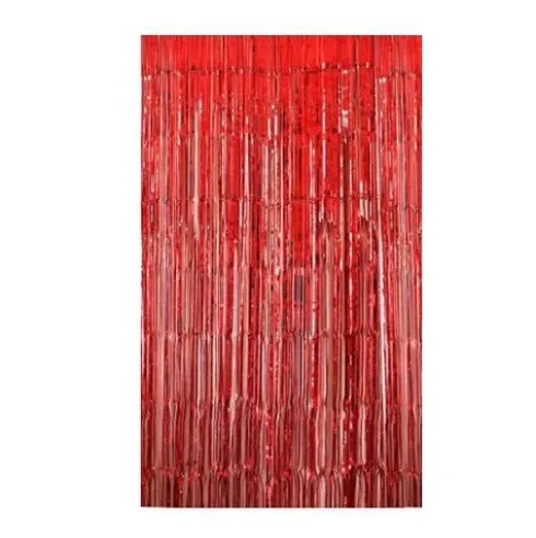 Cortina de Flecos Metalizada Rojo