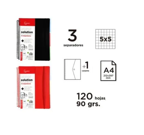 Cuaderno A4 120H Con 3 Separadores