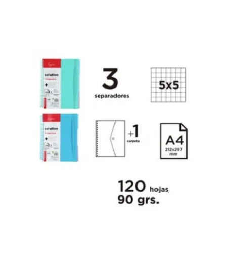 Cuaderno A4 120H Con 3 Separadores