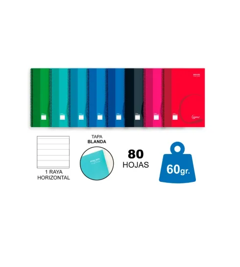 Cuaderno en A5 80H 60G Raya Horizontal