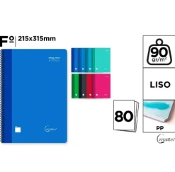 Cuaderno Espiral Fº 80H 90g/m² Liso
