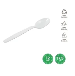 Cuchara Alta Calidad Reutilizable Blanca 17,5CM