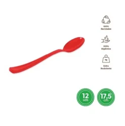 Cuchara Alta Calidad Reutilizable Rojo 17,5 CM