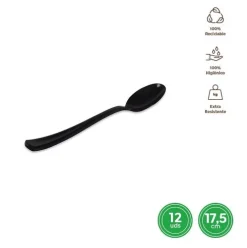 Cuchara Alta Calidad Reutilizable Negro 17,5CM