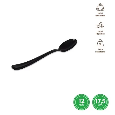 Cuchara Alta Calidad Reutilizable Negro 17,5CM
