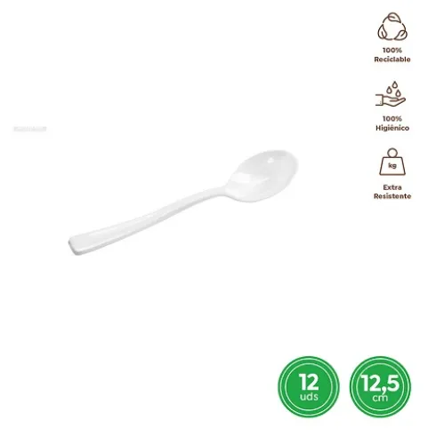 Cucharita Alta Calidad Reutilizable Blanco 12,5CM