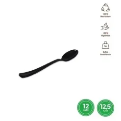Cucharita Alta Calidad Reutilizable Negro 12,5CM