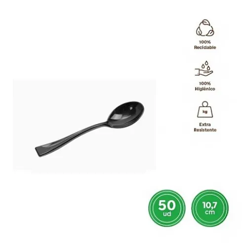 Cucharita Mini Reutilizable Negro 10,7CM