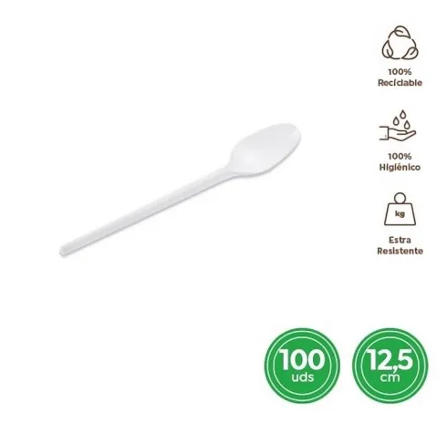 Cucharita Reutilizable Blanca 12,5CM