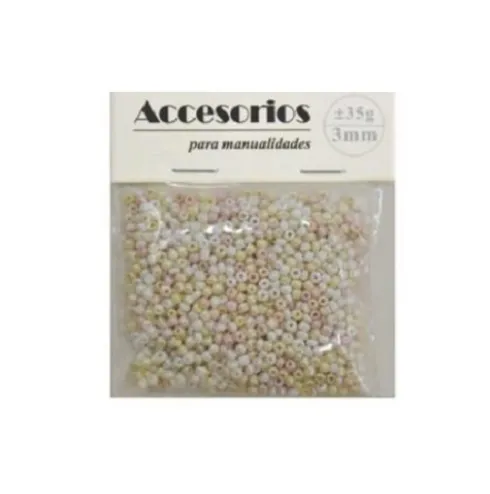 Cuentas Cristal 3MM 35G Blanco/Beige