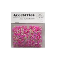 Cuentas Cristal 3MM 35G Rosa/Fucsia