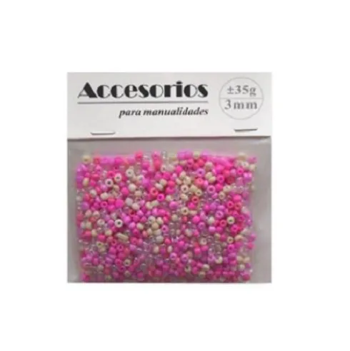 Cuentas Cristal 3MM 35G Rosa/Fucsia