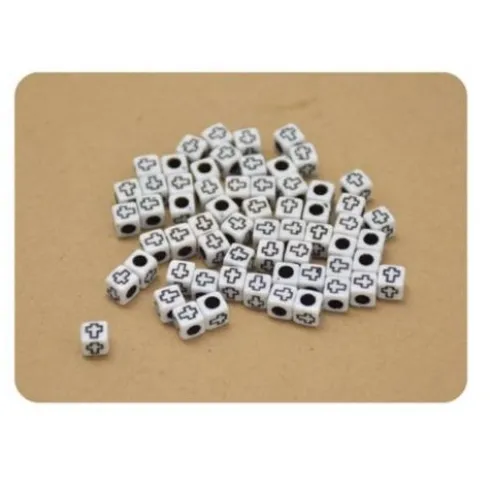Cuentas De Cruz Blanco 6X8MM